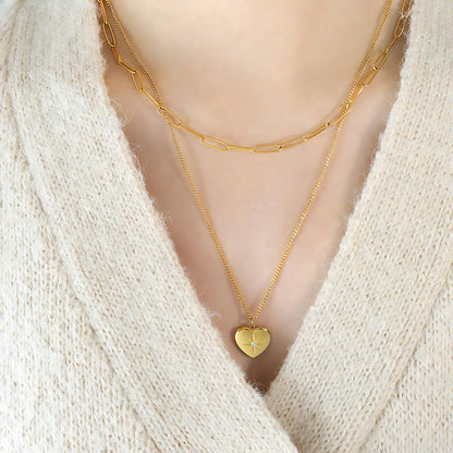 18K gold plated Stainless steel  Heart necklace, Intensity