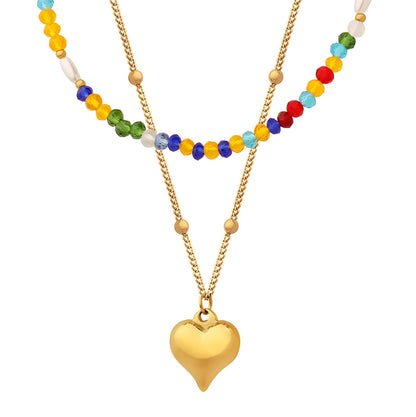 18K gold plated Stainless steel  Heart necklace, Intensity