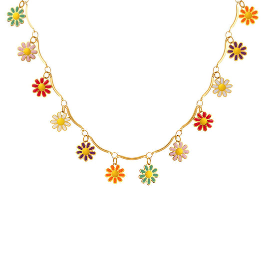 18K gold plated Stainless steel  Flowers necklace, Intensity