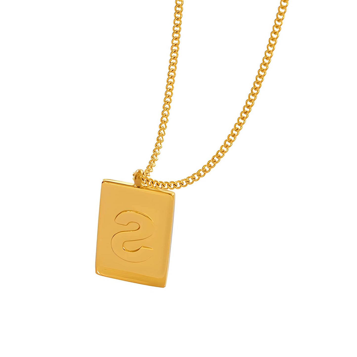 18K gold plated Stainless steel  Letter S necklace, Intensity