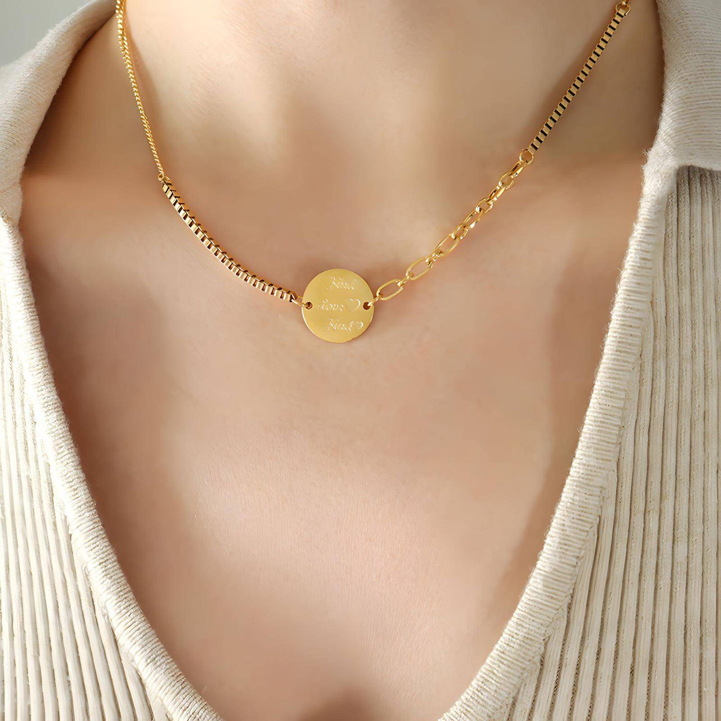 18K gold plated Stainless steel necklace, Intensity