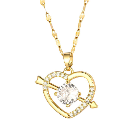 18K gold plated Stainless steel  Hearts necklace, Intensity