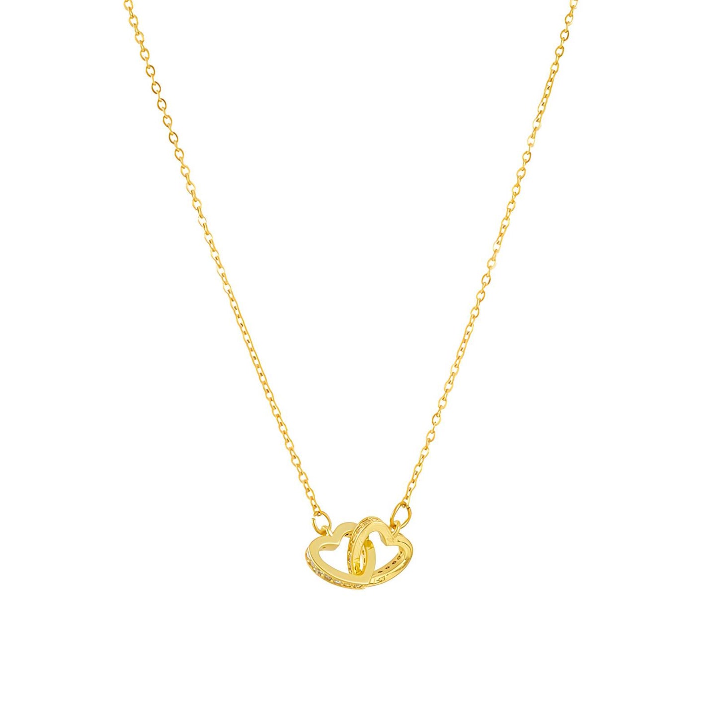 18K gold plated Stainless steel  Hearts necklace, Intensity