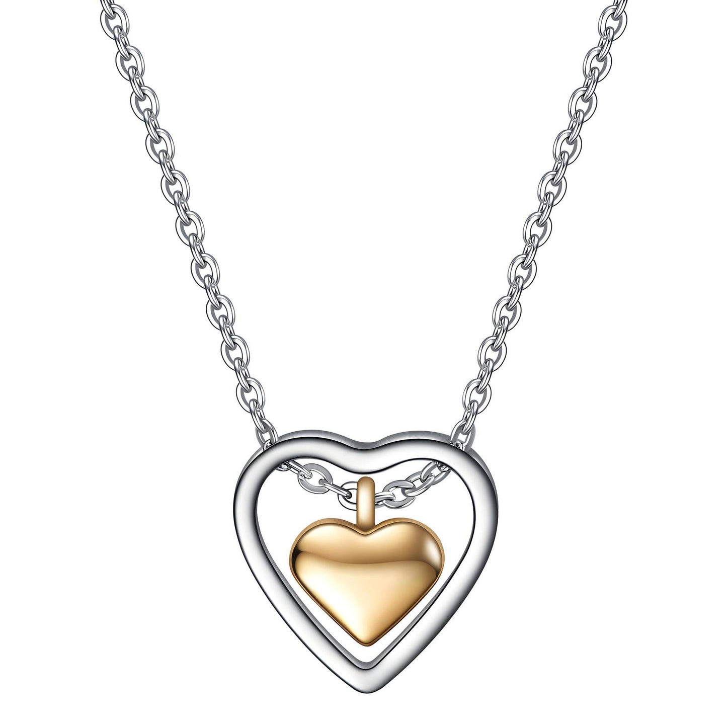 18K gold plated Stainless steel  Hearts necklace, Intensity