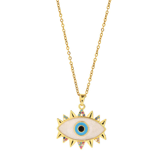 18K gold plated Stainless steel  evil eye necklace, Intensity